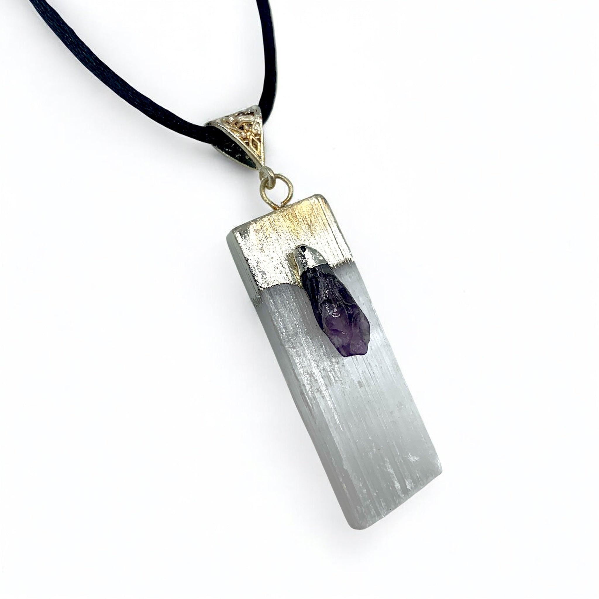 Necklace - Selenite & Amethyst